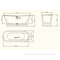 67 inci Freestanding Skirt Mirror Cast Iron Bathtub